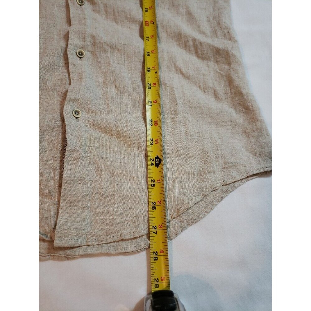 Zara Man Casual button up linen blend shirt slim fit Long Sleeve flip cuf size S - Picture 15 of 15